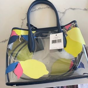 Kate Spade Small top zip satchel Eva see through lemon zest